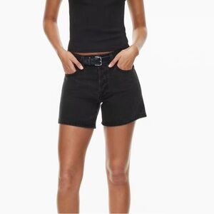 NWT Aritzia Denim Forum color Black The Ex-Boyfriend Hi Mid-Thigh Denim Short